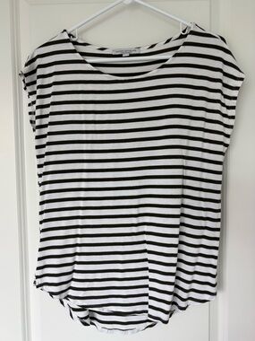 Green Envelope Stripe cap sleeve top - Medium